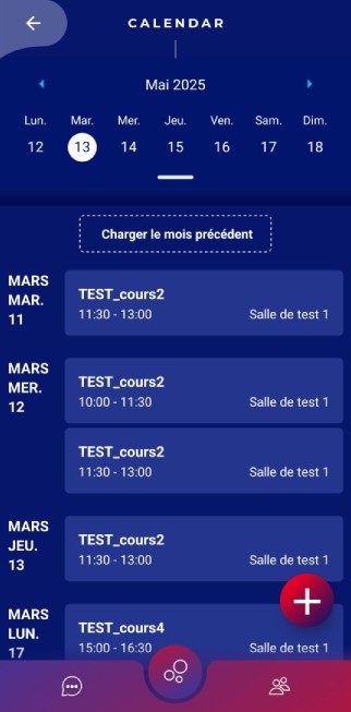 Calendar page WARD App
