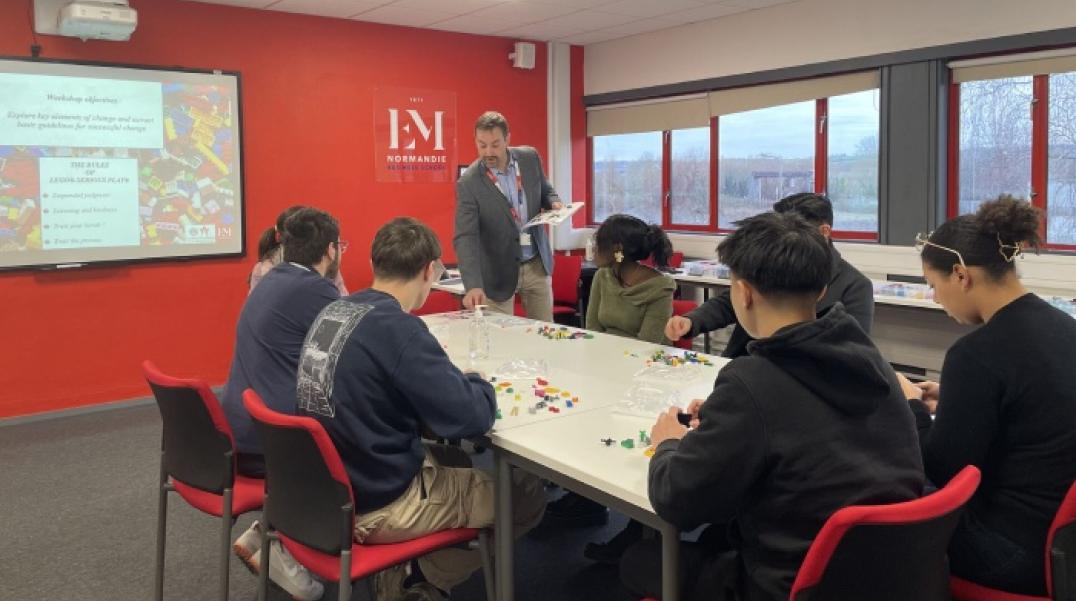 Group of students using Lego Serious Play method